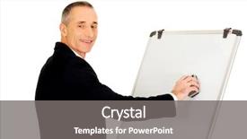 Presentation with flip chart - PPT layouts having mature businessman cleaning a flip background and a  colored foreground