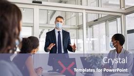  Presentation with new office - Amazing PPT theme having mature-businessman-discussing-project-details backdrop and a ocean colored foreground