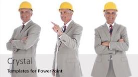  Presentation with architect - Amazing slide deck having mature-businessman-engineer-architect backdrop and a light gray colored foreground