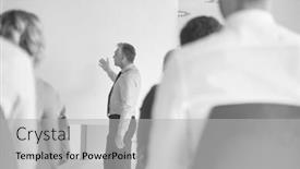  Presentation with projector - Colorful presentation theme enhanced with mature businessman explaining strategy to colleagues against projector screen at office during meeting backdrop and a light gray colored foreground