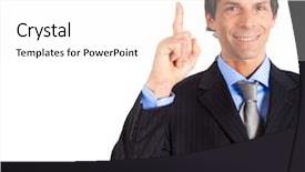  Presentation with great idea - PPT theme enhanced with mature businessman having great idea background and a white colored foreground