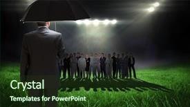  Presentation with football lights - PPT layouts with mature businessman holding an umbrella against football pitch with bright lights background and a tawny brown colored foreground