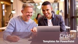  Presentation with mentoring - PPT theme enhanced with mature-businessman-mentoring-younger-colleague background and a  colored foreground