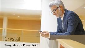  Presentation with lobby - Slides consisting of mature-businessman-on-cellphone background and a coral colored foreground