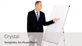  Presentation with flip chart - Colorful slide set enhanced with mature businessman presenting something on flip chart backdrop and a light gray colored foreground