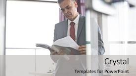  Presentation with book - Audience pleasing slides consisting of mature-businessman-reading-book and a  colored foreground