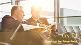  Presentation with news paper - PPT layouts with mature-businessman-reading-news-paper background and a coral colored foreground