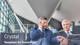  Presentation with news paper - Amazing theme having mature-businessman-reading-news-paper backdrop and a ocean colored foreground