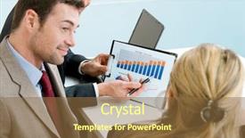  Presentation with growing - Presentation theme consisting of mature businessman showing growing chart background and a tawny brown colored foreground