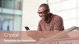  Presentation with lobby - Amazing slide deck having mature-businessman-standing-in-lobby backdrop and a coral colored foreground