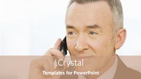  Presentation with telephone - PPT layouts enhanced with mature-businessman-using-a-cellular background and a coral colored foreground
