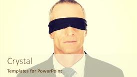  Presentation with band - Beautiful PPT theme featuring mature businessman with band on eyes backdrop and a cream colored foreground