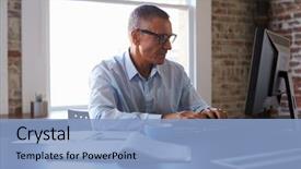  Presentation with computer - Presentation consisting of mature businessman working on computer background and a light blue colored foreground