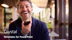  Presentation with mic - Presentation design enhanced with mature-businessman-working-on-laptop background and a wine colored foreground