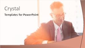  Presentation with writing - Slide deck with mature-businessman-writing-on-book background and a cream colored foreground