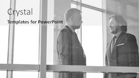  Presentation with new office - Presentation theme with mature businessmen discussing over document seen through glass in new office background and a light gray colored foreground