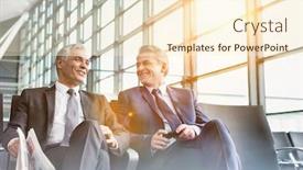  Presentation with waiting - Audience pleasing PPT theme consisting of mature-businessmen-talking-while-sitting backdrop and a cream colored foreground