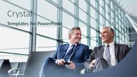 Presentation with waiting - Theme with mature-businessmen-talking-while-sitting background and a lemonade colored foreground