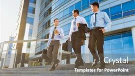  Presentation with walking - Theme having mature-businessmen-talking-while-walking background and a tawny brown colored foreground