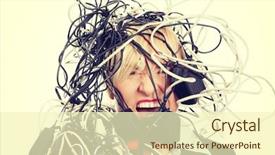  Presentation with cables - Beautiful PPT layouts featuring mature businesswoman's screaming in cables backdrop and a cream colored foreground