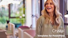  Presentation with office - Theme consisting of mature-businesswoman-standing-by-partition background and a coral colored foreground