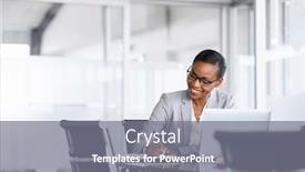  Presentation with notebook paper - Slides having mature-businesswoman-taking-notes background and a gray colored foreground