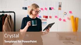  Presentation with computer viruses skull - Amazing slides having mature-businesswoman-using-tablet-computer backdrop and a coral colored foreground