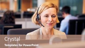  Presentation with telephone - Theme enhanced with mature-businesswoman-wearing-telephone-headset background and a coral colored foreground