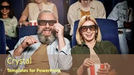  Presentation with comedy - Slide set consisting of mature-caucasian-man-and-woman background and a coral colored foreground