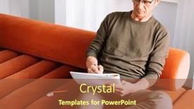  Presentation with tehnology - Slide deck consisting of mature-caucasian-man-wearing-casual background and a tawny brown colored foreground