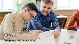  Presentation with english teacher - Theme consisting of mature-caucasian-teacher-of-english background and a soft green colored foreground