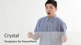  Presentation with chinese - Presentation theme enhanced with mature chinese man with surprise expression background and a white colored foreground