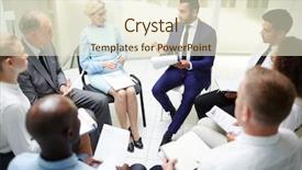  Presentation with group of three young girl - Colorful PPT theme enhanced with mature colleagues in formalwear sitting backdrop and a cream colored foreground