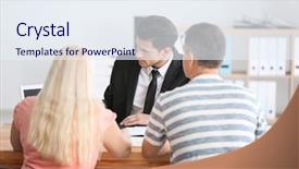  Presentation with notary - Slide set with mature couple at notary public background and a sky blue colored foreground