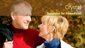  Presentation with love - Presentation enhanced with mature couple deeply in love having a walk holding each other tight background and a tawny brown colored foreground