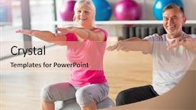  Presentation with exercise kids kid doing fitness - Audience pleasing presentation theme consisting of mature couple doing fitness exercises backdrop and a lemonade colored foreground