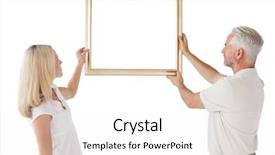  Presentation with rear view of bodyguard - Presentation theme featuring mature couple hanging up picture background and a white colored foreground