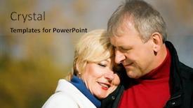  Presentation with walk - Amazing presentation theme having mature couple having a walk holding each other tight still in love with each other backdrop and a coral colored foreground