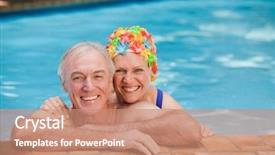  Presentation with swimming pool - Audience pleasing slides consisting of mature couple in the swimming backdrop and a coral colored foreground