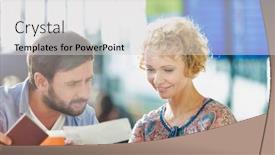  Presentation with airport boarding pass - Amazing PPT theme having mature-couple-looking backdrop and a light gray colored foreground