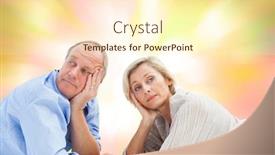  Presentation with pink girly - Cool new presentation theme with mature couple lying and thinking against girly pink and yellow pattern backdrop and a cream colored foreground