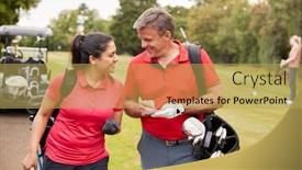  Presentation with golf - Amazing PPT layouts having mature-couple-playing-round backdrop and a yellow colored foreground