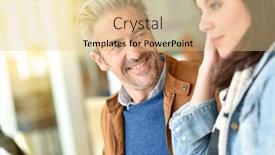  Presentation with coffee shop - Audience pleasing PPT theme consisting of mature-couple-relaxing-in-coffee backdrop and a  colored foreground