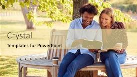  Presentation with relaxing - Slides enhanced with mature-couple-relaxing-sitting background and a blonde colored foreground