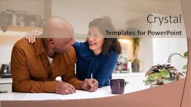  Presentation with paperwork - Slide set featuring mature-couple-reviewing-and-signing background and a coral colored foreground