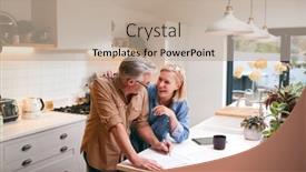  Presentation with couple - Cool new PPT theme with mature-couple-reviewing-and-signing backdrop and a mint green colored foreground