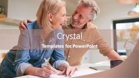  Presentation with paperwork - Beautiful PPT layouts featuring mature-couple-reviewing-and-signing backdrop and a coral colored foreground