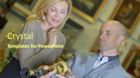  Presentation with auction - Colorful PPT layouts enhanced with mature couple reviewing item at auction place backdrop and a violet colored foreground