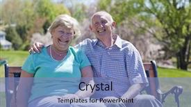  Presentation with sunshine - Slide deck enhanced with mature-couple-sitting-and-smiling background and a light blue colored foreground