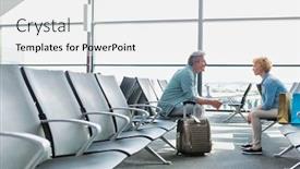  Presentation with flight - PPT layouts enhanced with mature-couple-sitting-while-waiting background and a white colored foreground